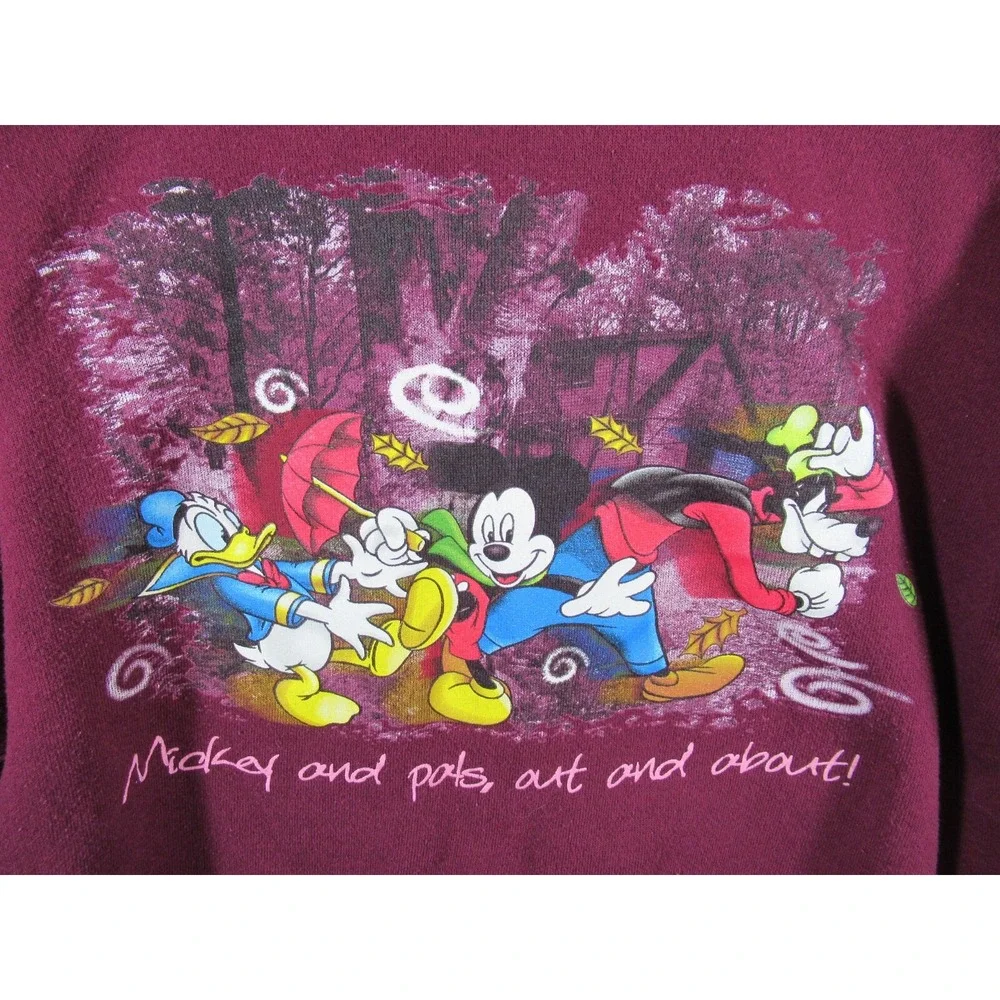 Vintage 90s Mickey Mouse and Pals Sweatshirt Women Medium Purple Pullover Tultex - Picture 2 of 4